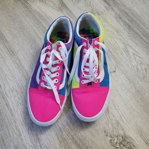 Vans Old Skool Color Block Skate Shoe - Pink/Purple/Yellow